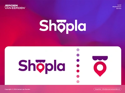 Shopla - Logo Design brand identity design branding creative logo creative wordmark digital environment gradient heart lettermark local locally location logo market marketplace pin pinpoint shop visual identity wordmark