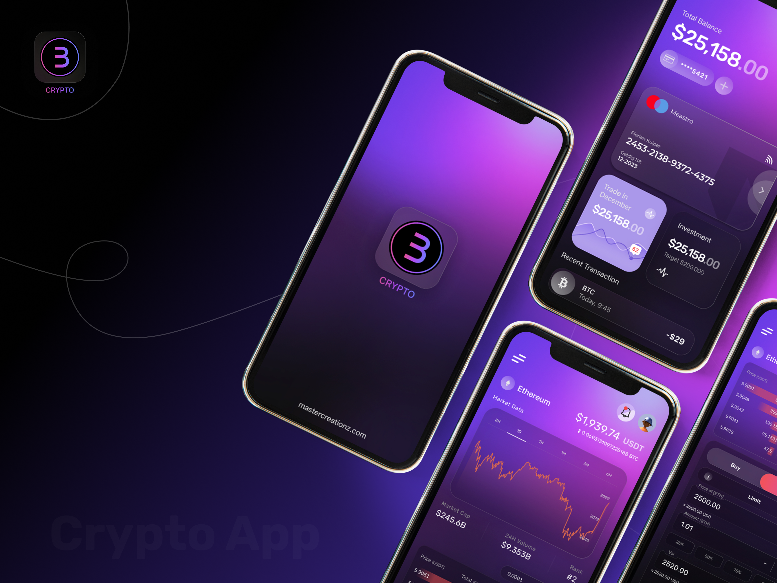 CryptoWallet App - Seamless Trading Experience behance bitcoin blockchain branding creative crypto cryptocurrency dribbble green initiutive interface iosappcrypto mobile app modern pink productdesign ripple trading ui uiux