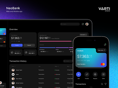 Neo Bank : UX/UI Design | Banking Web App app appdesign bank banking banking app branding dashboard design finance financial services interface ios money personal banking ui ux