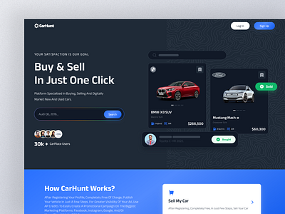 Car Marketplace Dark app automobile car clean homepage marketplace search ui ux web