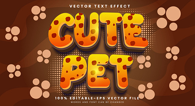 Cute Pet 3d editable text style Template 3d text effect animal cartoon background cat day celebration children cute pet cute text funny fonts graphic design help animals panda day pet day protect puppies save animal save puppy vector text mockup wild animals zoo events