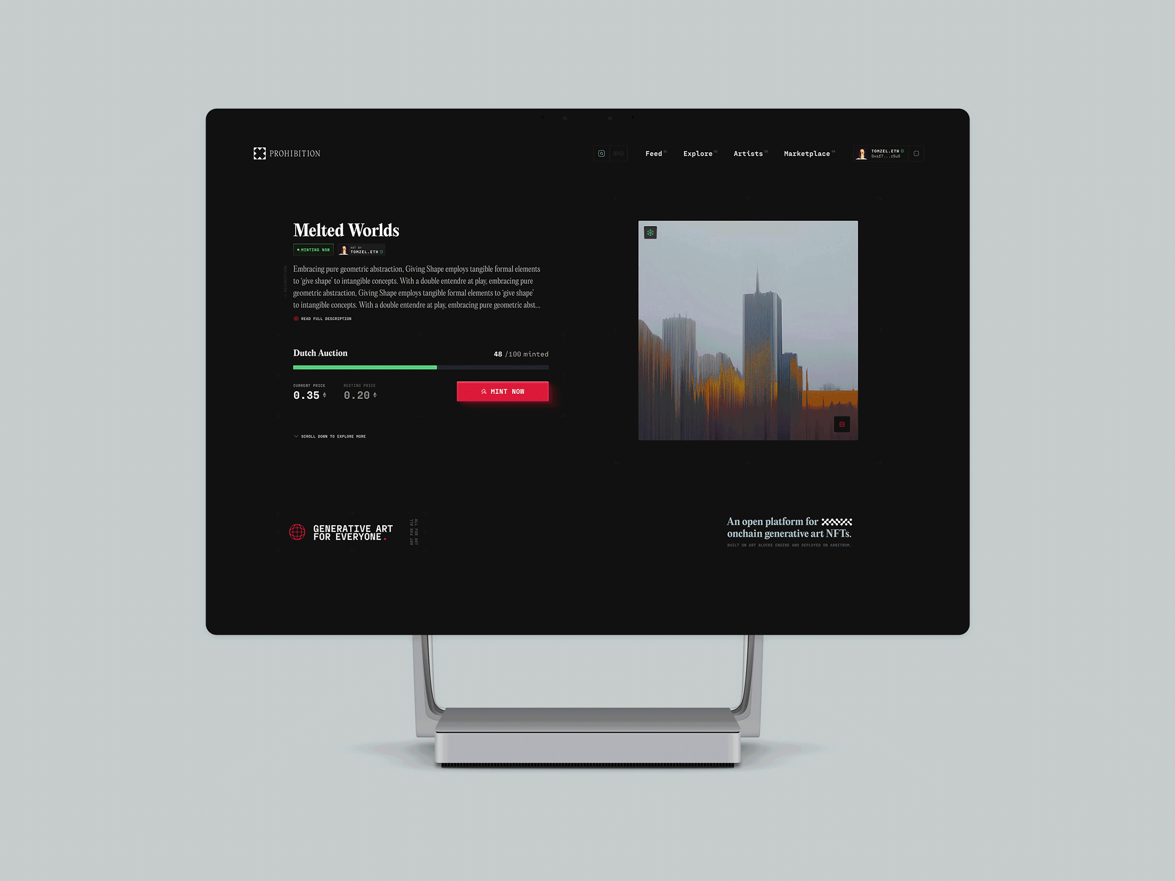 Prohibition v02 crypto genart generative ui web3 website