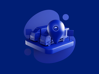 Intruck Welcome Icon One - Clay 3d 3d animation 3d motion animation app blender blue branding c4d cinema 4d design illustration motion design motion graphics parking pin road truck ui welcome