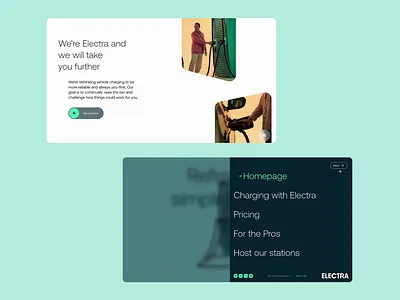Electra Website - focus interactions animation branding design electric menu ui ux web website