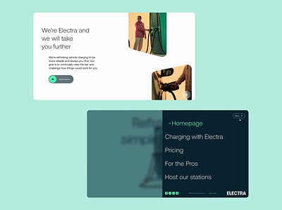 Electra Website - focus interactions animation branding design electric menu ui ux web website