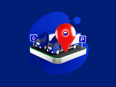 Intruck Welcome Icon One - Color 3d 3d animation 3d motion animation blender branding c4d cinema 4d design graphic design illustration map motion motion design motion graphics parking pin render truck ui