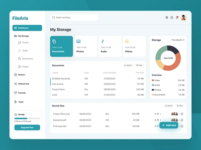 FileArlo - File Mannager Dashboard admin analytics app branding clean design dashboard dashboard design dashboard ui dribble figma file file management flat manage dashboard minimal saas app top short ui design web website