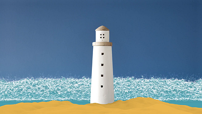 A lighthouse in the day 3d simulation animation art artistic direction cinema4d compositing creative animation foam furniture design insydium lighthouse maxon motion design motion graphics redshift simulation sketch and toon water wave simulation waves x particles