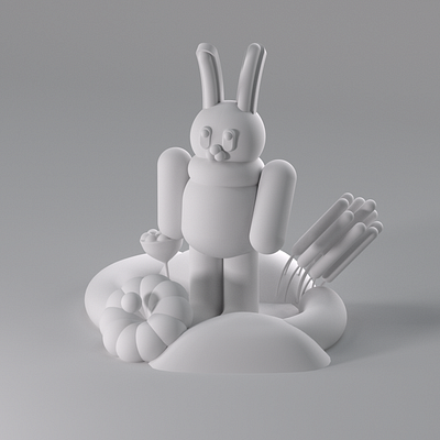 Clay animated rabbit 3d 3danimation clayrendering octane animation character clayrendering motion graphics octane