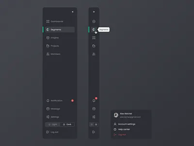 Navigation bar dark dark mode dark theme dashboard desktop menu minimal navigation bar product design settings side bar side panel sidenav simples ui user experience ux web workspace