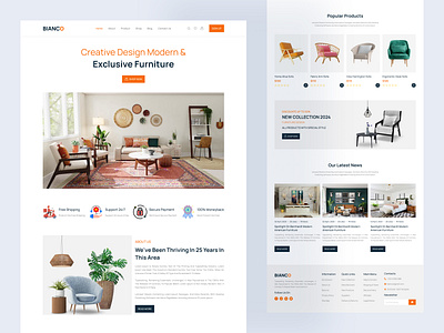 Home Decoration Landing Page chair furniture furniture landingpage furniture website homepage landing page minimal modern product sofa ui ui ux web web design website