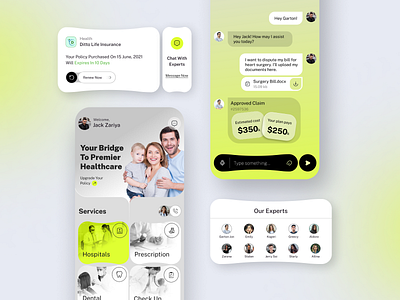 Healthcare Insurance App Design app car insurance health app healthcare insurance insurance app insurtech life insurance medtech minimal mobile app online doctor saas telemedecine ui ui design ux uxdesign