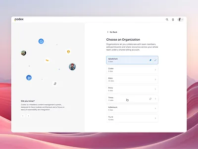Switching Organization with a joyful experience active link cards clean cms colorful creative hover joyful layout listing product selected switch ui