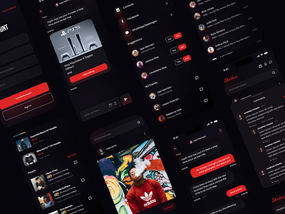 Music Social App dark theme f mobile app mobile design mobile ui music app social app ui