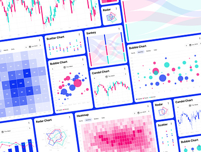 Collection of Charts - Master Chart blue bubble candel chart charts clean design graphs heatmap layout radar sankey scatter template ui ui design ux ux design web web design