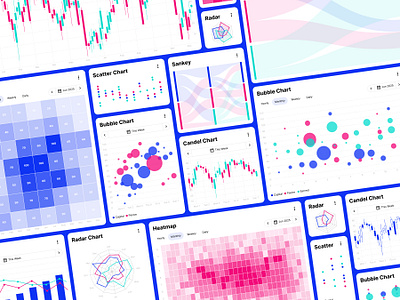 Collection of Charts - Master Chart blue bubble candel chart charts clean design graphs heatmap layout radar sankey scatter template ui ui design ux ux design web web design