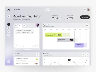 Dashboard for a Productivity SaaS ✦ Intellecta admin panel analytics charts crm dashboard design graphs interface management product saas sidebar system table ui ux