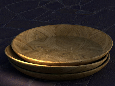 3D Realism Wooden Plate Dishes - Render 3d 3d art 3dmodeling dishes lighting plates render supji texture wood