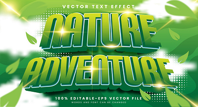 Nature Adventure 3d editable text style Template 3d text effect adventure botanical earth graphic design green text hiking adventure hunter island journey jungle leaf mountain natural background nature template rainforest treasure island tropical leaf vector text mockup wildlife