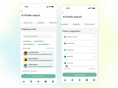 AI-Driven Profile Search Interface for Targeted Recruitment app design hrtech ios mobileappdesign profilesearch recruitmenttool saas uidesign userinterface uxdesign