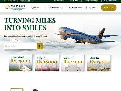 PIA Website design airline website branding business design graphic design logo logo design minimal modern negativespace pakistan international airline pia responsive ui uiux webdesign website whitespace wordpress