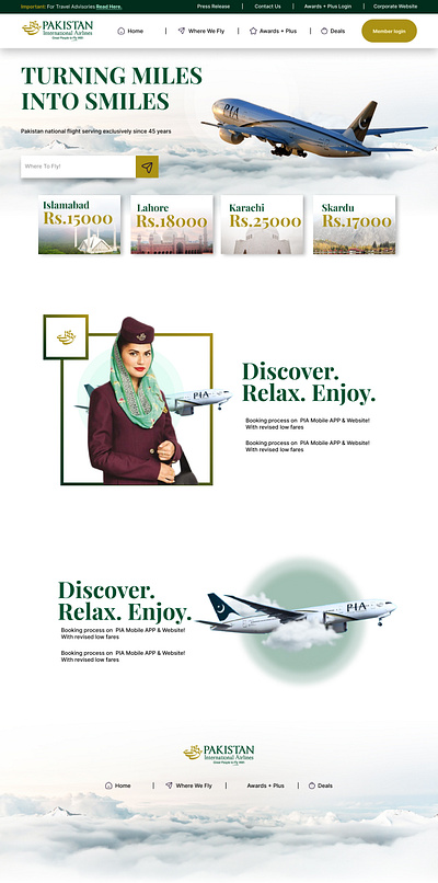 PIA Website design airline website branding business design graphic design logo logo design minimal modern negativespace pakistan international airline pia responsive ui uiux webdesign website whitespace wordpress