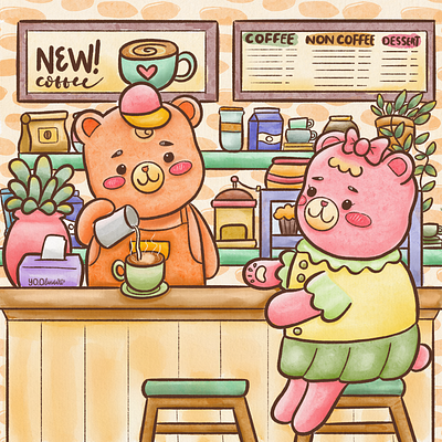 Coffee Bar or Coffee Bear? 😂🐻🧸 art design graphic design illustrator