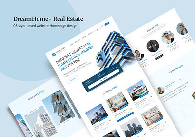 DreamHome- Real Estate Website Hompage Design homepage landing page real estate ui ui design user experience user interface ux design web ui