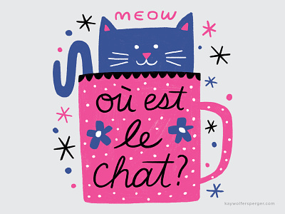 Where is the cat? art licensing cat french illustration spot illustration
