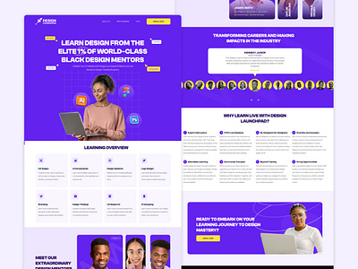 Design LaunchPad Landing page design designagency designcourse designlearning figma herosection landingpage purple ui uiux userinterface ux websitedesign