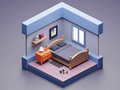 3D Room. Blender practice 3d 3d illustration 3d room blender cup cycle isometric paint photo picture render room sport