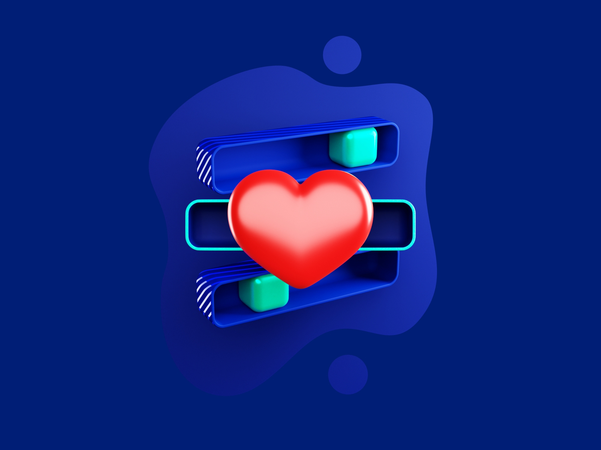 Intruck Welcome Icon Two - Color 3d 3d animation animation app blender branding c4d cinema 4d equalizer heart intruck menu motion motion design motion graphics render selector truck ui ux