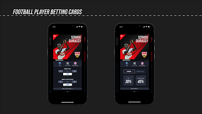 Football Player betting cards ui
