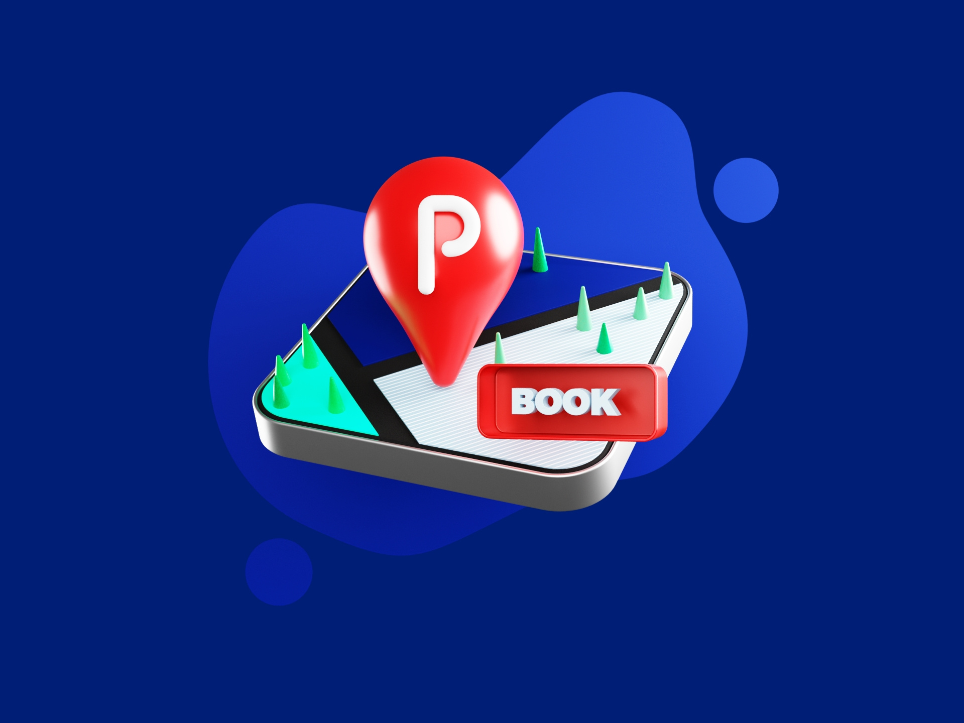 Intruck Welcome Icon Three - Color 3d 3d animation animation app blender book branding c4d cinema 4d intruck map motion design motion graphics parking pin renedr trees truck ui ux