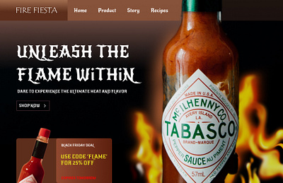 Fire Fiesta : Hot Sauce Brand Landing page ui ux