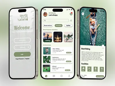 Naturist Hotel Mobile Application for Booking Hotel Adventures ui