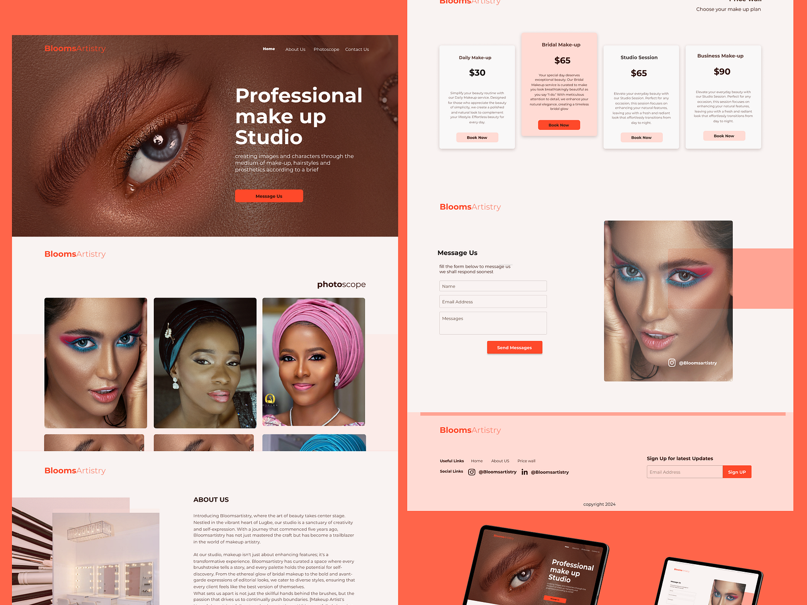 MakeUp studio landing page design by Adetola Ayeni on Dribbble