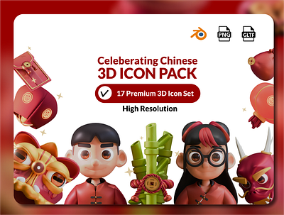 celebration chinese festivals 3d chinese chinese new year design icon pack ui uiux