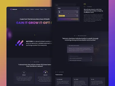 Matcoin DeFi - Landing Page crypto design ui