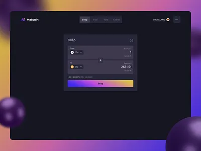 Matcoin DeFi crypto swap ui