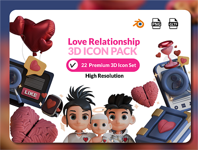 Love Relationship 3D illustration pack 3d design icon pack illustration love ui uiux valentine