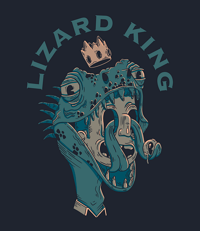 Lizard King 2d cartoon design illustration procreate
