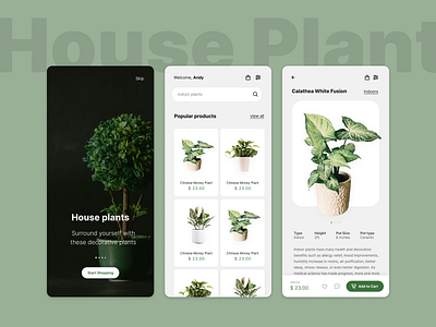 House Plant Shopping App animation appui design graphic design logo mobileapp ui uiux
