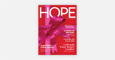 Hope Magazine Holiday Issue bow christmas cover editorial editorial design gift giftwrap holiday hope layout layout design lifestyle lifestyle magazine mag magazine magazine layout red and pink zine