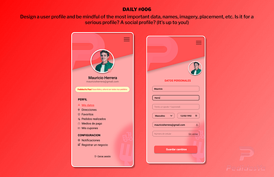 Daily #006 - User Profile - PedidosYa! daily006 dailyui design figma ui uidesigner ux uxui