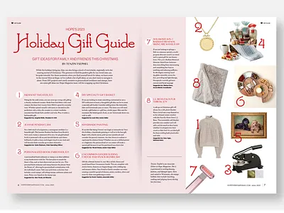 Holiday Gift Guide Editorial Design Layout christmas editorial editorial design gift gift giving gift guide giving holiday layout layout design mag magazine pink red zine