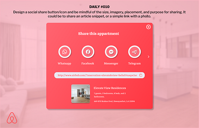 Daily #010 - Social Share - Airbnb challenge daily010 dailyui design figma illustration ui uidesigner ux