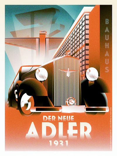 ADLER - W. Gropius's Standard 8 1930s architecture art deco bauhaus gropius illustration vintage