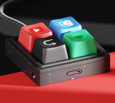 Button Series: Keycaps 3d b3d blender blue branding button c4d cable cinema4d dark design green interaction keyboard keycap red render