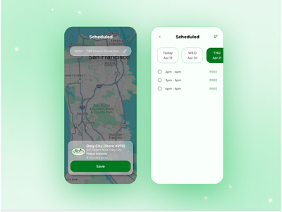 Choose schedule and maps page - Daily UI 016 app challenge dashboard design inspiration instacart logo mobileapp mobilepage pageinspo redesign ui uiapp uiux uplabs website